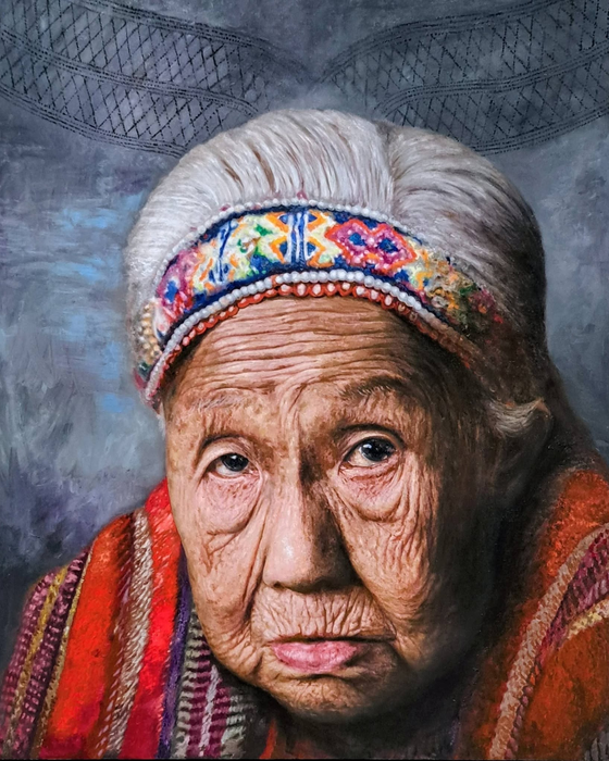 Ritratto di anziana indigena taiwanese, mostra al Chiang Kai-shek Memorial Hall